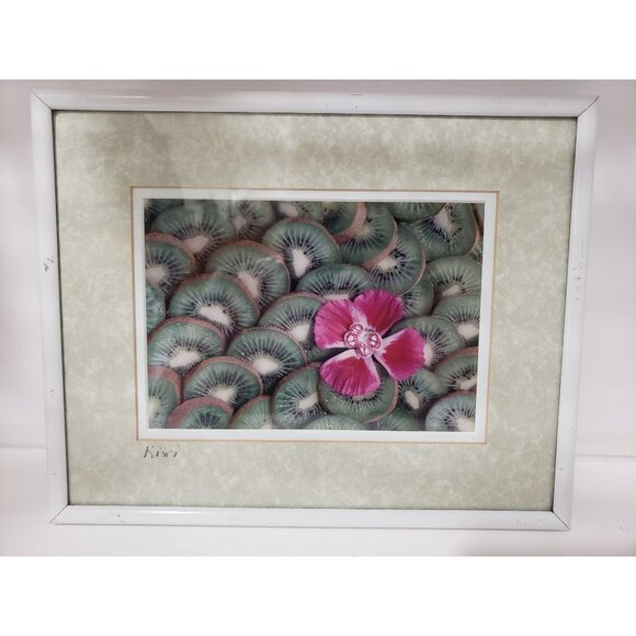 Kiwi with Pink Flower Framed Photograph with Glass - Picture 1 of 6